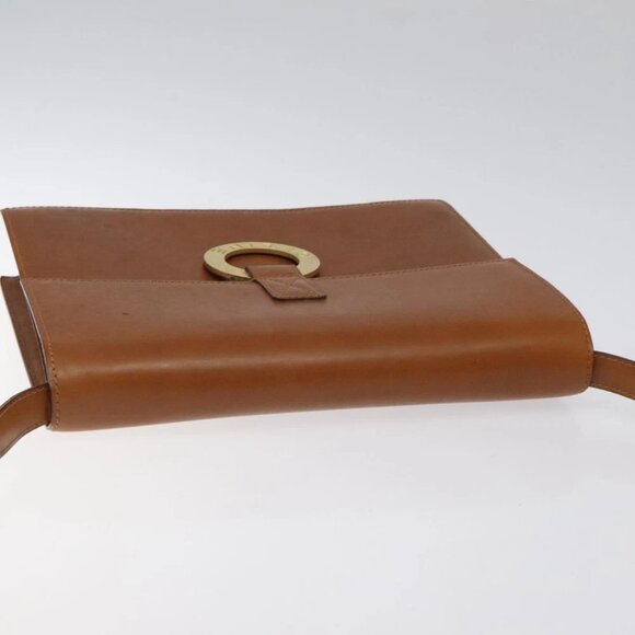 CELINE Circle Shoulder Bag Leather Brown Gold Auth - Picture 8 of 14